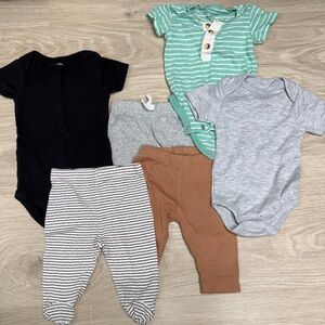 Carter's Kids Matching Set - Green, Black, Gray, Brown, Striped